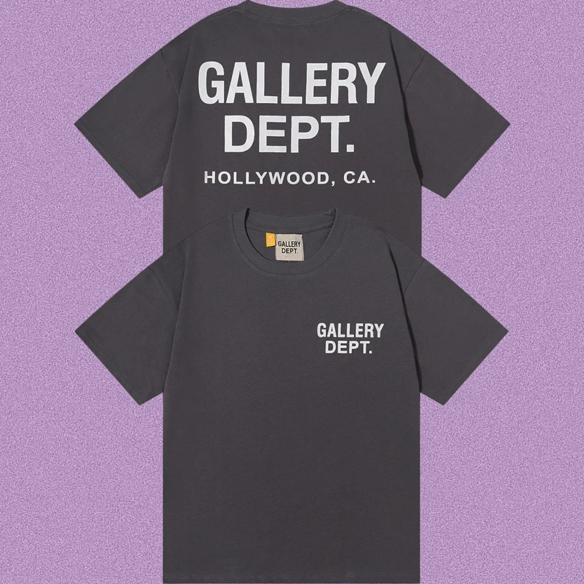 Gallery Dept. Hollywood Logo Short Sleeve T-Shirt - Dark Grey/White
