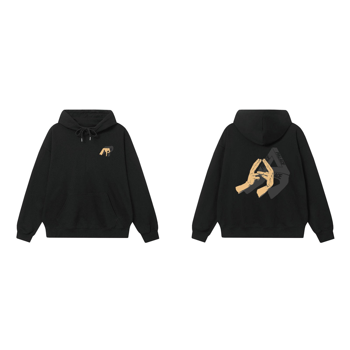 Palace Black Hand Sign Tri-Ferg Hoodie