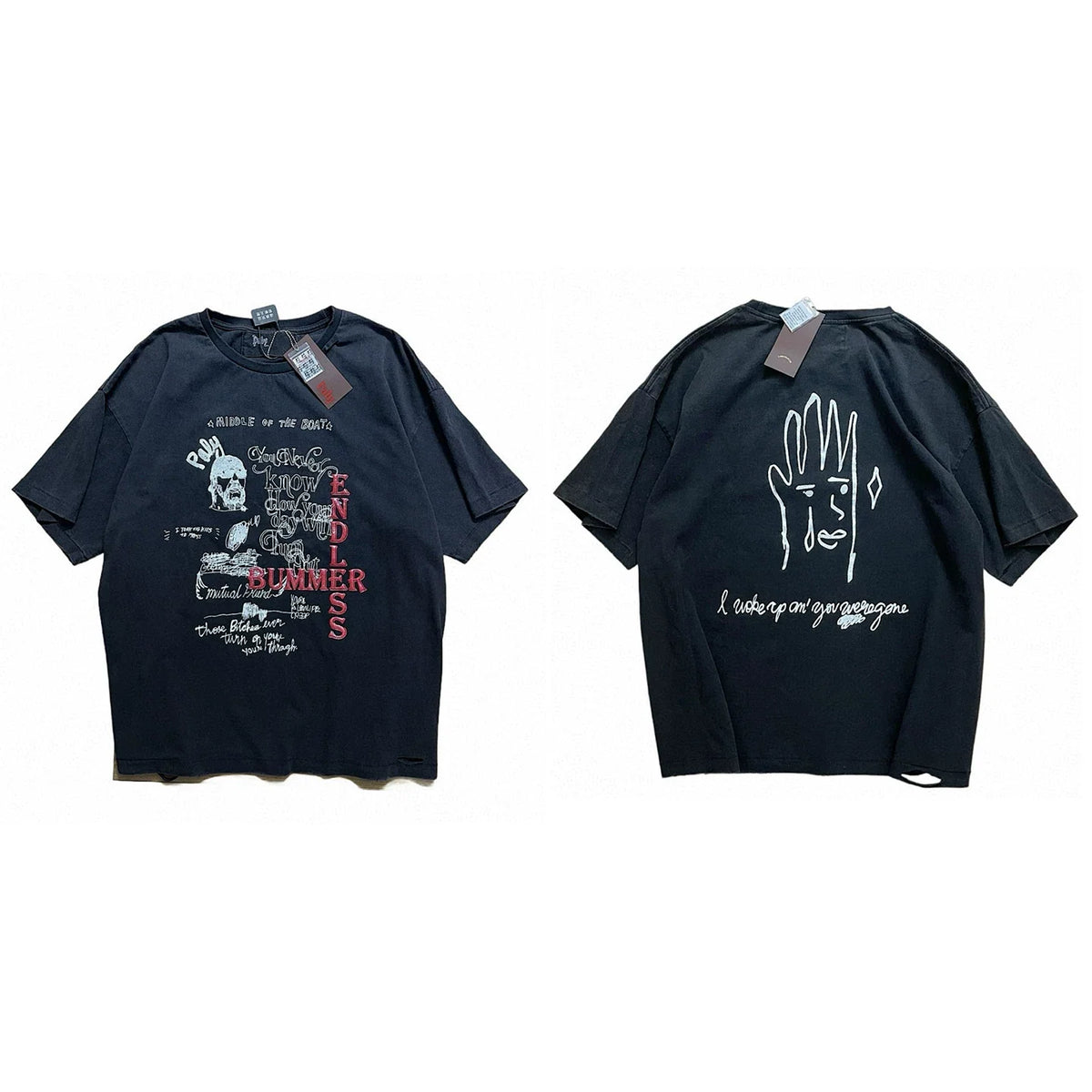PALY Hollywood Hand & Slogan Graphic T-Shirt - Black