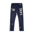 Gallery Dept. "DEPT." Vertical Logo Paint Splatter Contrast Panel Sweatpants - Navy Blue